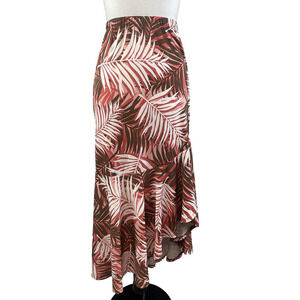 Antthony Skirt Plus size 1X Brown Coral Slinky Tropial High Low Stretch Cruise
